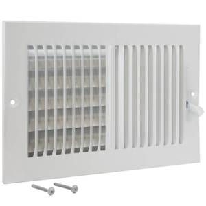 lot 6110 image: EZ-FLO 10 x 6 Inch (Duct Opening) Air Vent Cover for Wall or Ceiling, Two-Way Ventilation Register, Solid Steel HVAC Register Cover, White, 61610