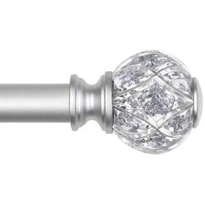 lot 6112 image: KAMANINA Silver Curtain Rod 32 to 86 Inch (2.6-7.1 ft), 78 Adjustable Single Curtain Rods for Windows 48 to 84 Inch, Decorative Splicing Drapery Rods with Crystal Translucent Finials