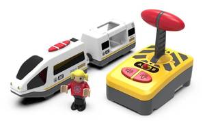 lot 6128 image: Z MAYABBO Wooden Train Set Accessories Battery Operated Locomotive Trains, Remote Control Train Vehicles for Wood Tracks, Powerful Engine Trains Cars Fits All Major Brands of Railway System