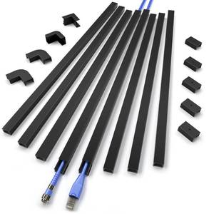 lot 6143 image: Cord Hider Wall for One Cord 136in, ZhiYo Cord Covers for Wires on Wall, Easy Install Cable Cover Wall, Black Cable Raceway Hide Cords, Cable Hider Cord Management Wall, 8X L17in, W0.6in H0.4in