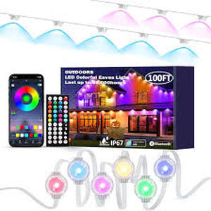 lot 9387 image: 100ft Smart RGB Permanent Outdoor String Lights