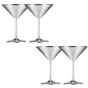 lot 6103 image: Stainless Steel Martini Glass four pack