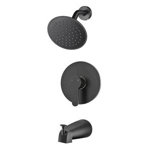lot 1451 image: WRISIN Black Shower Faucet Set with Tub Spout, Black Shower Head and Handle Set, Bathtub Faucet Set with 6 Inch High-Pressure Rain Showerhead