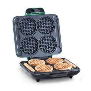 lot 1453 image: DASH Multi Mini Waffle Maker Four Mini Waffles, Perfect for Families and Individuals, 4 Inch Dual Non-stick Surfaces with Quick Release & Easy Clean - Aqua