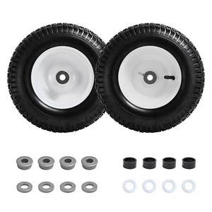 lot 1457 image: Parts Camp 13x5.00-6 Tire and Wheel Pneumatic Lawn Mower Tires with 34 Bearing and 3 to 4.5 Centered Hub, for 13x5x6 Riding Mowers (2 Packs)