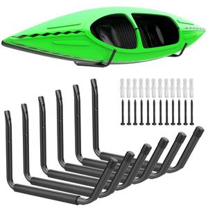 lot 1476 image: WALMANN Kayak Storage Rack, Wall Mount Kayak Hooks for Garage Utility Storage Hangers for Canoe, Surfboard, Skiis, Snowboard, Paddle Board, Ladders