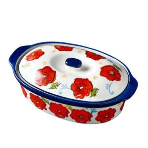 lot 1481 image: TUSIMI Floral Ceramic Casserole Dish with Lid,44oz Covered Rectangular Baking Dish,Deep Casserole Cookware Bakeware,Oven Safe and Dishwash Safe,for 1-2 People
