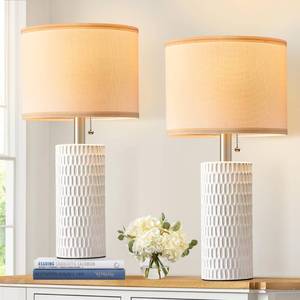 lot 1490 image: Reaketon Table Lamps for Living Room Set of 2, Ceramic Table Lamps for Bedroom, 20 Modern Lamps for Night Stands, White