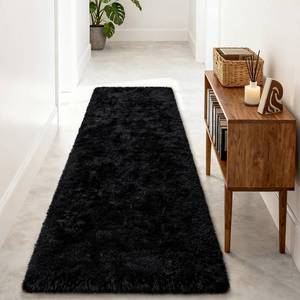 lot 1495 image: Merelax Soft Fluffy Rugs for Bedroom Living Room, 2x6 Hallway Runner Rugs, Furry Shag Bedside Area Rug Indoor Accent Floor Carpet, Plush Fuzzy Rug for Dorm Nursery Kids Room Decor, Black