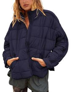 lot 1496 image: Freyhem Quilted Puffer Jacket Women Lightweight Short Zip Up Padded Coat with Pockets(NavyBlue-L)