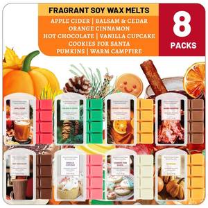 lot 2132 image: STRN Wax Melts, Balsam & Cedar, Hot Chocolate & Orange Cinnamon, Scented Soy Wax Cubes for Wax Warmers, Winter Scented Long-Lasting Home Fragrance Wax for Bedroom, Living Room, Office- 8 Packs