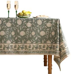 lot 2152 image: ISAENNE Designer Grayish Green Linen Rectangular Tablecloth,Floral Stain Resistant Table Cloth,Fall Vintage Decor Tablecloths for Dining Thanksgiving Kitchen Party,5579-Andrew A