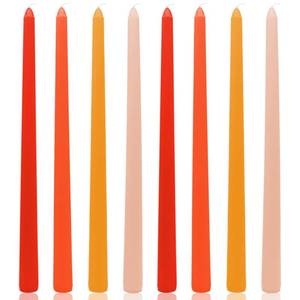 lot 2157 image: 12 Inch Gradient Orange Taper Candles for Home Decoration, 8 Pack Long Candlesticks for Dinner Party Holiday Fall Halloween and Harvest
