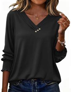 lot 2158 image: LOMON Womens Tops 34 Sleeve Tunic Top T-Shirt Dressy Casual Blouses 2025 Trendy Fall Fashion Black XL