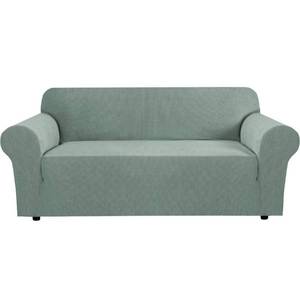 lot 2167 image: H.VERSAILTEX Stretch Sofa Covers for 3 Cushion Couch Covers Sofa Slipcovers for Living Room Feature Thick Checked Fabric with Elastic Bottom, Sofa Large - Sage