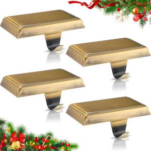 lot 2172 image: Zhengmy 4 Pcs Christmas Stocking Holders for Mantle Weighted Stocking Holder Fireplace Hangers for Xmas Holiday Party Decoration (Bronze)