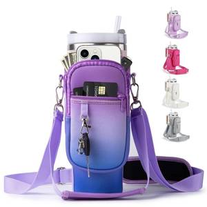 lot 2187 image: linmaya Water Bottle Carrier Bag with Phone Pocket for Stanley Cup 4030oz,Insulated Neoprene Water Bottle Holder Cross-boday Bag with Adjustable Shoulder & Handheld Strap Stanley Cup Accessories