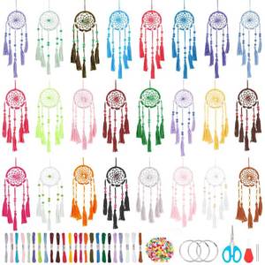 lot 2200 image: INFUNLY 24PCS DIY Small Dream Catcher Kits for Beginners Colorful Handmade Dreamcatcher Kit for Starters DIY Mini Ornament Making Kit for Bedroom Car Mirror Keychain bag Bohemian Decoration Craft Gift