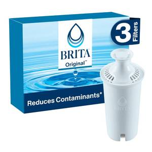 lot 2201 image: Brita Standard Water Filter for Pitchers and Dispensers, BPA-Free, Reduces Copper, Cadmium and Mercury Impurities, Lasts Two Months or 40 Gallons, Includes 3 Filters for Pitchers