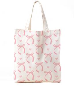 lot 2214 image: Zeghk Coquette Pink Bows Preppy Canvas Tote Bag Aesthetic for Women, Pink Tote Bag, Coquette Bag, Preppy Stuff, Trendy Gifts for Women, Shopping Bags