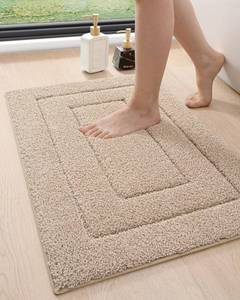lot 2219 image: DEXI Bathroom Rug 32x20, Non Slip Washable Bath Mat for Shower Floor, Absorbent Soft Bathmat with Rubber Backing, Quick Dry Microfiber Carpet, Beige