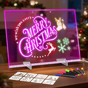 lot 2221 image: LumiBoard LED Drawing Board for Kids, 13.7x10 Light Up Acrylic Dry Erase Led Note Board with Colors, Doodle Glow Board with Stand, Magic Drawing Tablet as Christmas & Birthday Gifts for Girls Boys