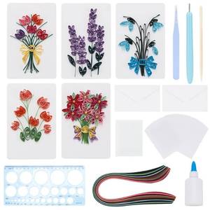 lot 2227 image: WEBEEDY 20 Sets DIY Flowers Quilling Greeting Card with Paper Quilling Strips Tools,Handmade Paper Card Making Kit DIY Flowers Cards for All Occasions for Birthday,Holiday,New Years Day