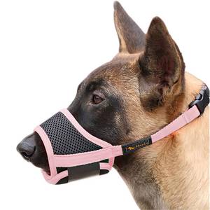 lot 2230 image: HEELE Dog Muzzle Nylon Soft Anti-Biting Barking Secure,Mesh Breathable Pets Muzzle for Small Medium Large Dogs 4 Colors 4 Sizes (L, Pink)
