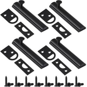 lot 2242 image: Lothee 4 Pcs Solid Brass Surface Bolt Door Slide Bolt Door Latches for Top of Slide Latch Lock(3,Matte Black)