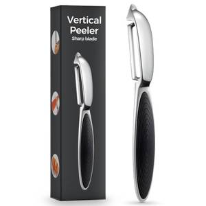 lot 2243 image: One-piece vegetable peeler with ergonomic non-slip handle and sharp blade, sturdy and durable��the perfect kitchen peelers designed for vegetables, fruits, potatoes, carrots, and apples-black.
