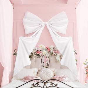 lot 2262 image: Wavwavw Big Wall Bow Decorations 39 x 72 Inch Giant Birthday Party Decor Ribbon Hanging Tie Bow Decor for Coquette Party Baby Shower Wedding Bridal Bachelorette Supplies(White,Polyester,Weeding)