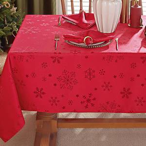 lot 2268 image: MATIRUG Red Christmas Tablecloth Rectangle 60x84 Inch,Waterproof Wrinkle Free Red Snowflake Jacquard Fabric Table Cloths for Xmas Winter Holiday New Year