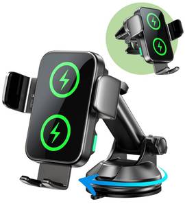 lot 2272 image: GuMosh Dual Coil 15W Car Phone Holder (Not Easy to Disconnect) Wireless Car Charger -Auto Clamping- Charging Phone Holders for Your Car Dash Vent Windshield, for Flip S24S23S22S21, iPhone 171615