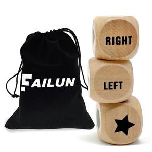 lot 2281 image: FAILUN Left Right Center Game Dice 1 Inch Wooden Dice with Drawstring Bag, Easy to Store and Carry Around, Convenient for Travel (3 pcs)