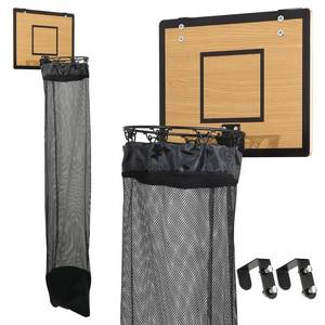 lot 2292 image: DRXX FEXE Over the Door Basketball Hoop Laundry Basket ,Wooden Basketball Laundry Hamper with Zipper for Kids Room,Dorm Rooms,Bathroom,Saving Space Storage and Organization
