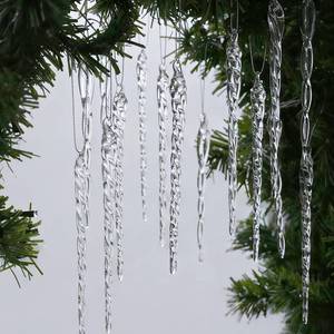 lot 5269 image: 64 Pcs Icicle Ornaments for Christmas Tree Decorations, Glass Christmas Tree Ornaments, Decorative Crystal Hanging Icicles Decor for Xmas Frozen Winter Wonderland Wedding Party Decor
