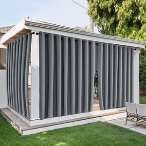 lot 5273 image: NICETOWN Gazebo Curtains for Outdoor Waterproof 2 Panels, W110 x L84 in, Zipper Patio Curtains Top Grommet & Bottom Back Tab with Rope, Windproof & Privacy Sun Blocking Shades for Porch Pergola, Grey