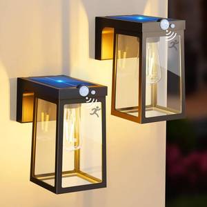 lot 5284 image: Woolmug 2 Pack Solar Porch Lights Outdoor Motion Sensor, Solar Wall Lights with 2 Modes & Waterproof, Dusk to Dawn LED Outdoor Solar Lights for House, Exterior Front Porch Patio Fence Security Lamp