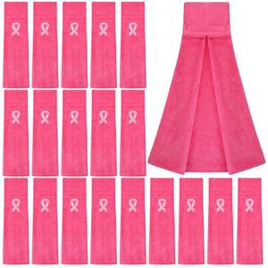 lot 5286 image: Tranqun Pink Ribbon Football Towels 17.3 x 4.5 Inches Sports Towel Breast Cancer Awareness Football Accessories Cotton for Sports Teams Yoga Gym Golf Softball (24)
