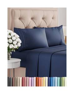 lot 5289 image: King Size 4 Piece Sheet Set - Comfy Breathable & Cooling Bed Sheets Set - Hotel Luxury Bedding for Women, Men, Kids, Teens, Boys & Girls - Deep Pockets, Ultra-Soft, Wrinkle Free - Oeko-Tex - Navy Blue