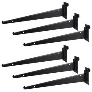 lot 5292 image: MUZIK 6PCS Slatwall Shelf Bracket, 12 Black Metal Slat Wall Shelf Brackets, Heavy Duty Shelf Slatwall Accessories for Garage Slat Panels Shelving Display