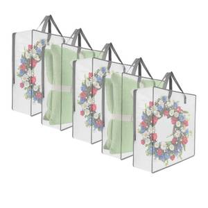 lot 6185 image: 5 Pack Moving Bags, Wreath Storage Bag, Garland Container, Clear Storage Bags with Handles and Zippers Moving Bag for College Carrying, Bedding, Toys Organizer, Under the Bed Storage