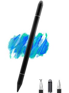 lot 6198 image: Stylus Pens for iPad, Luntak 3 in 1 Ballpoint Pen, Fiber Tip & Clear Disc Capacitive Stylus iPad Pencil for Apple iPhoneiPad ProMiniAirAndroidMicrosoftSurface All Capacitive Touchscreen - Black