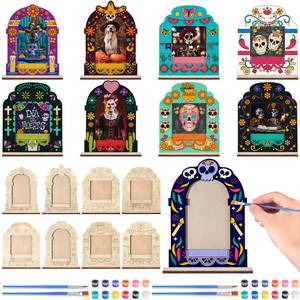 lot 6202 image: Beeveer 10 Pcs Dia De Muertos Picture Frame for Altar Ofrenda with Painting Set DIY Day of the Dead Decorations Mini Dia De Los Muertos Altar Accessories for Day of the Death Remembrance Memory