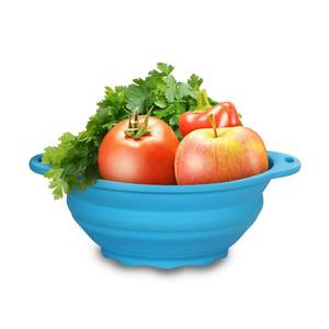 lot 6205 image: Jovilife Collapsible SiliconelSalad Bowl 61oz Camping Bowl Outdoor Hiking Travel Durable Bowl for Storage and Mixing Food-Grade Silicone Food Storage Container 1 Pack (Blue)