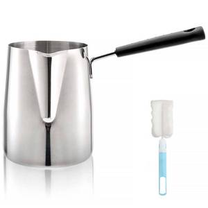 lot 6210 image: Dicunoy Milk Butter Warmer Pot, 1qt Turkish Coffee Pot with Spout, Large Stovetop Melting Boiling Cezve Ibrik Briki Greek Arabic Coffee Maker for Chocolate Heating, Camping, 188 Stainless Steel