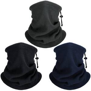 lot 6217 image: Geyoga 3 Pieces Neck Warmers Winter Fleece Neck Gaiters 3 in 1 Drawstring Face Covering for Men Women (Black, Navy Blue, Dark Grey)