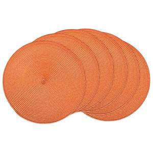 lot 6221 image: AHHFSMEI Round Braided Placemats 15 Inch Round Table Mats for Dining Tables Natural Woven Heat Resistant Place mats Set of 6 (Orange)