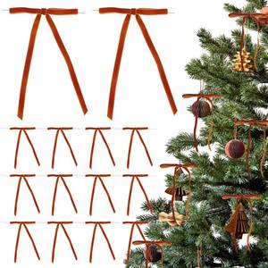 lot 6225 image: AIMUDI Orange Velvet Christmas Tree Bows 4.5 x 7 Wreath Bows Christmas Bows for Holiday Crafts, Wreaths, Garlands, Staircase, Gift Wrapping, Home Outdoor Winter Christmas Decorations, 24 PCs