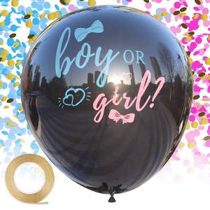 lot 6232 image: Disfore Thickened Gender Reveal Balloon - 2pcs Gender Reveal Confetti Balloons with Pink and Blue Confetti �� 36 Inch Black Gender Reveal Balloons Perfect for Taking Photos and Videos